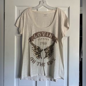 Women’s express sequin detail graphic tee size large